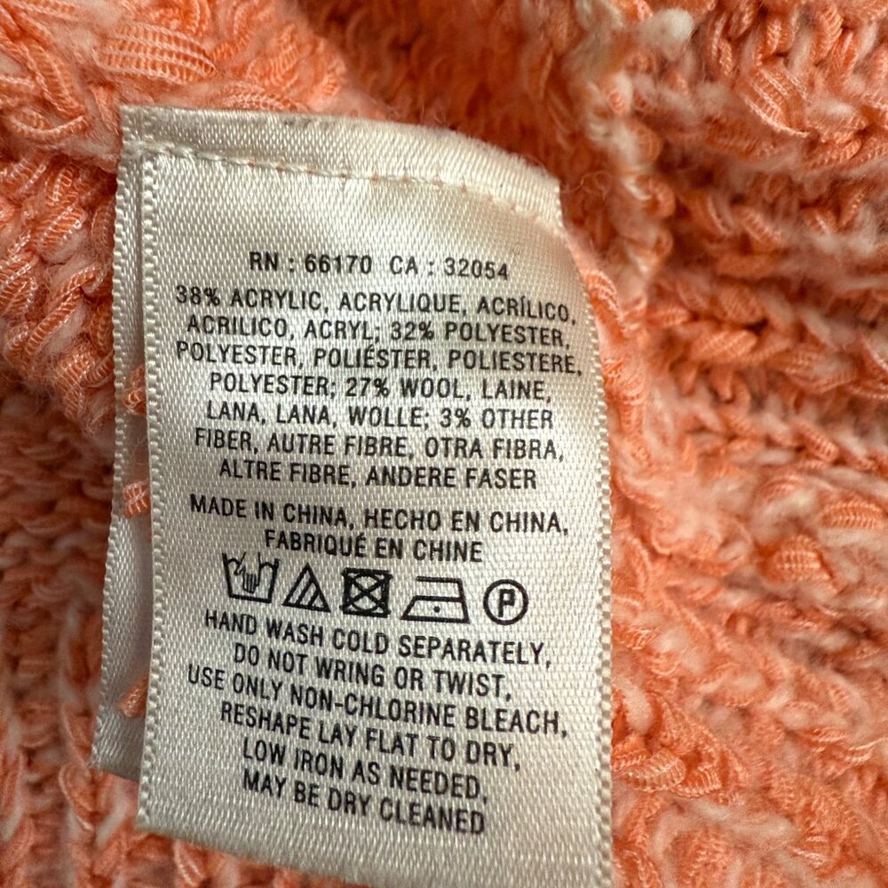 Anthropologie Moth Open Front Wrap Sweater Wool Blend Coral Long Sleeves Size SP - Picture 3 of 10
